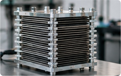 A solid oxide fuel cell stack in a laboratory